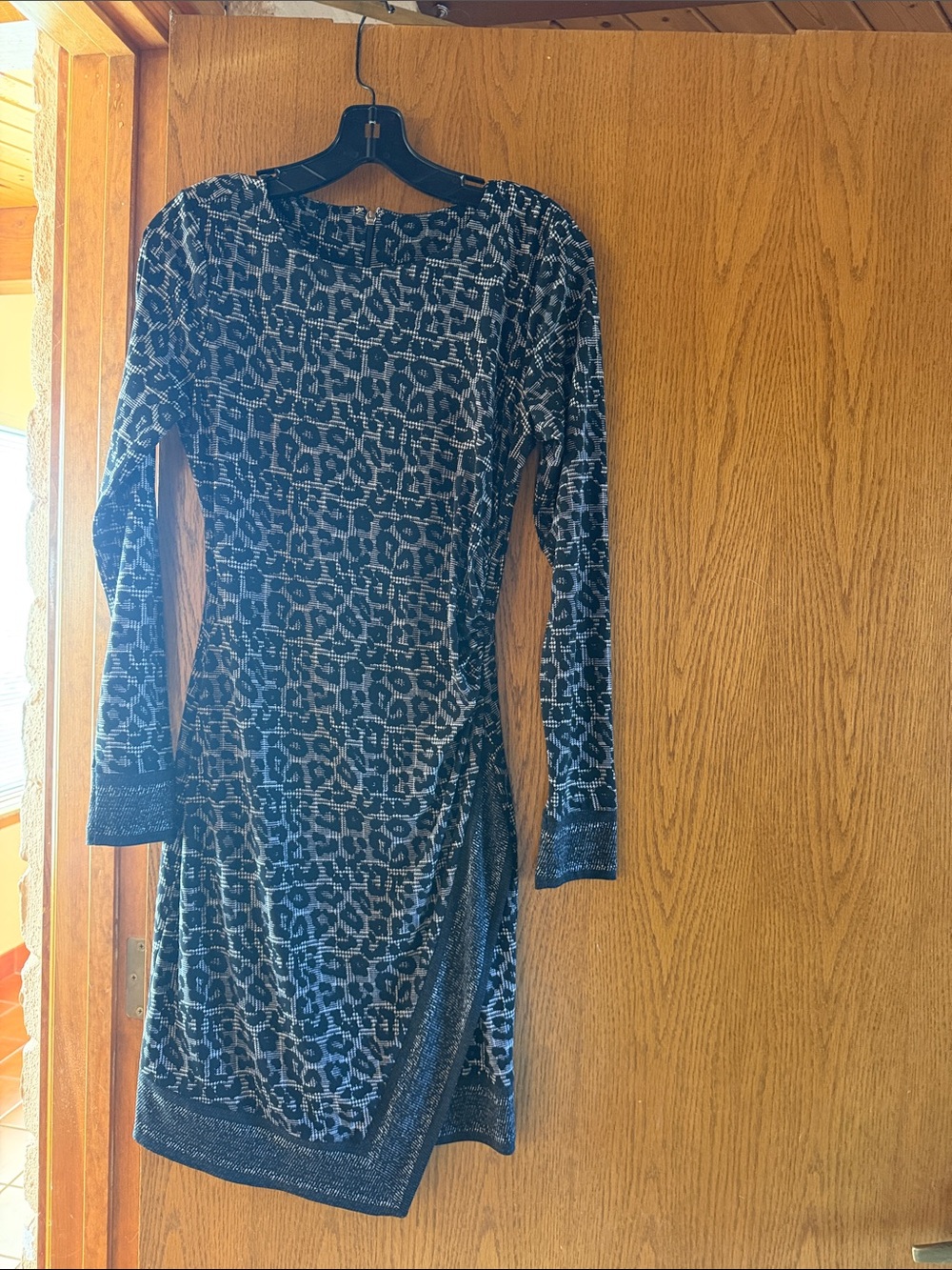 Michael Kors Women's Long Sleeve Leopard Print Dress - Black and Gray
